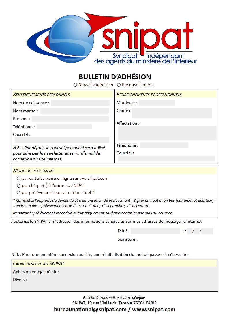 Fiche adhésion